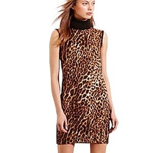 LAUREN RALPH LAUREN Animal Print Sleeveless Turtleneck Panel Dress Size Medium